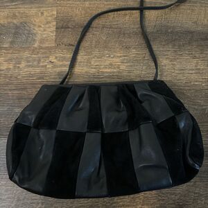 Clare V. Black leather and suede light weight tote bag with two shoulder straps